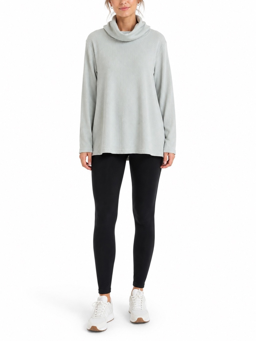 Columbia Size XL Oatmeal Off-White Cowl Neck Waffle Knit Sweatshirt